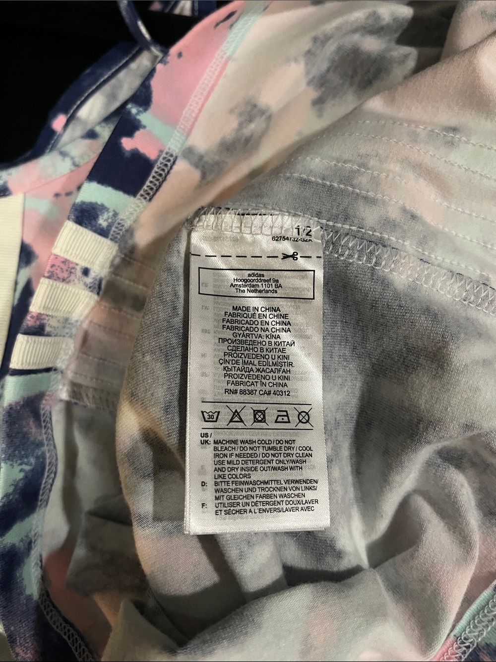 adidas Tie-Dye Spaghetti Strap Mini Dress in Blue & Pink - Picture 7 of 8